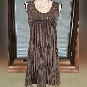 Wrangler Brown Sleeveless Fringe Dress